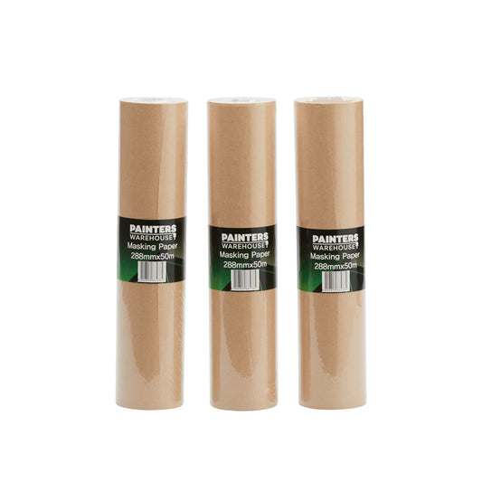 Painters Warehouse Masking Paper 288mm x 50M to protect surface areas from paint overspray