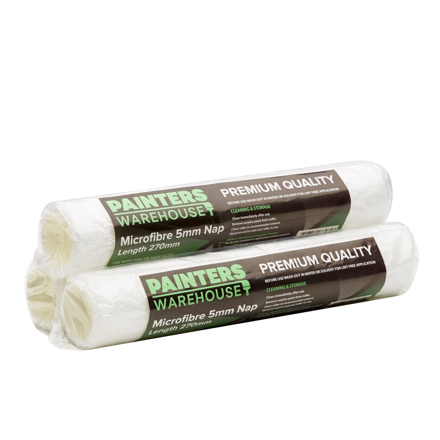 Three rolls of Painters Warehouse microfibre door rollers