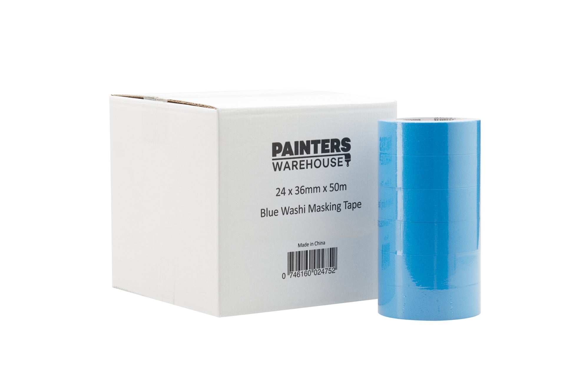 Painters Warehouse Washi Tape. 36mm x 50M, crisp clean edge, easy to remove. Bulk buy in a box of 24 rolls